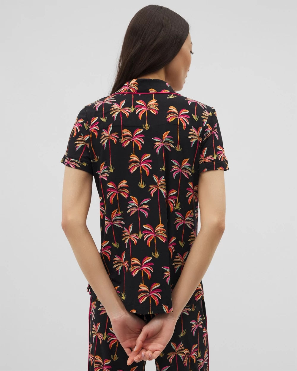 Soma Piped Short Sleeve Notch Collar Pajama Top