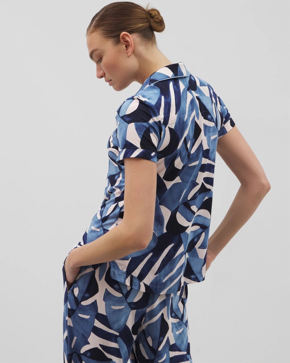 Soma Piped Short Sleeve Notch Collar Pajama Top