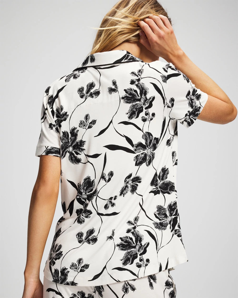 Soma Piped Short Sleeve Notch Collar Pajama Top