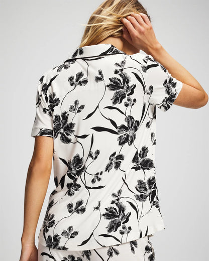Soma Piped Short Sleeve Notch Collar Pajama Top