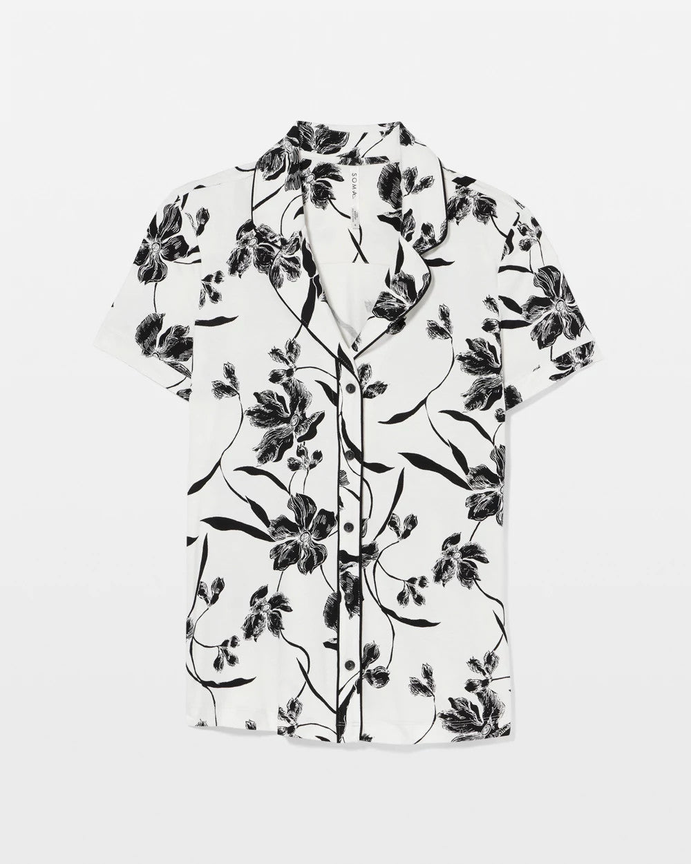Soma Piped Short Sleeve Notch Collar Pajama Top