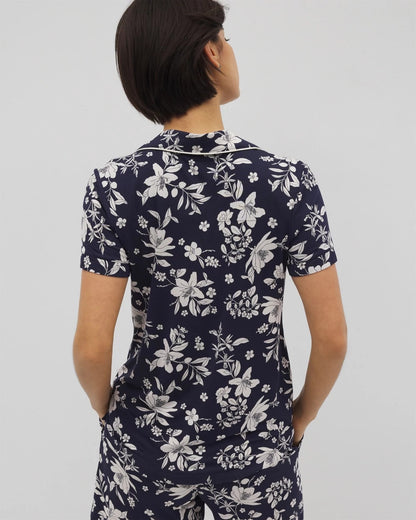 Soma Piped Short Sleeve Notch Collar Pajama Top
