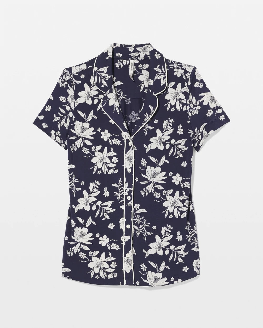 Soma Piped Short Sleeve Notch Collar Pajama Top