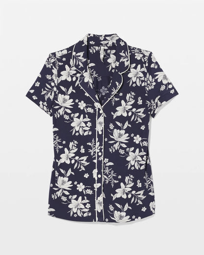 Soma Piped Short Sleeve Notch Collar Pajama Top