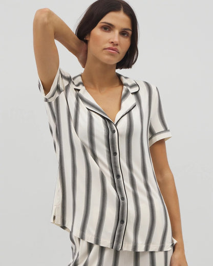 Soma Piped Short Sleeve Notch Collar Pajama Top