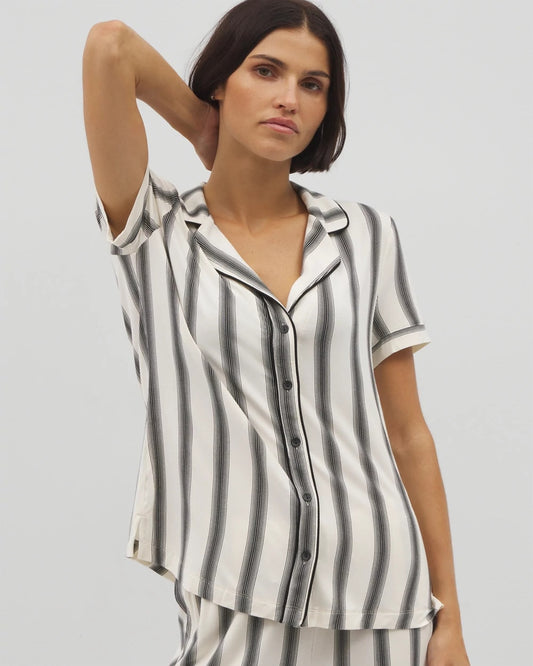 Soma Piped Short Sleeve Notch Collar Pajama Top