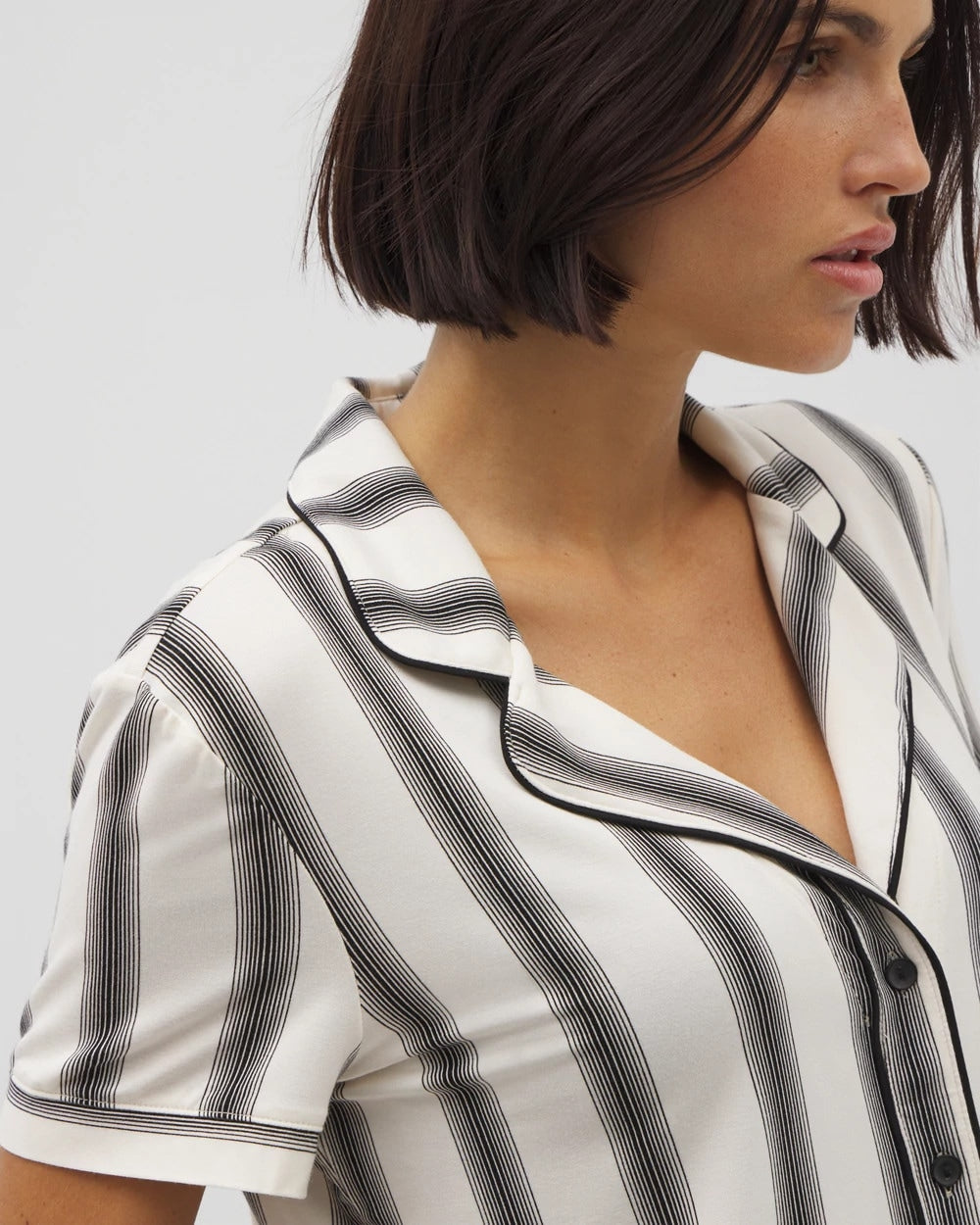 Soma Piped Short Sleeve Notch Collar Pajama Top