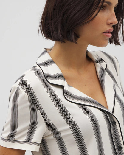 Soma Piped Short Sleeve Notch Collar Pajama Top