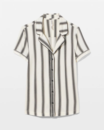 Soma Piped Short Sleeve Notch Collar Pajama Top