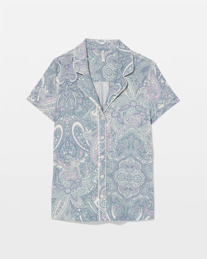 Soma Piped Short Sleeve Notch Collar Pajama Top