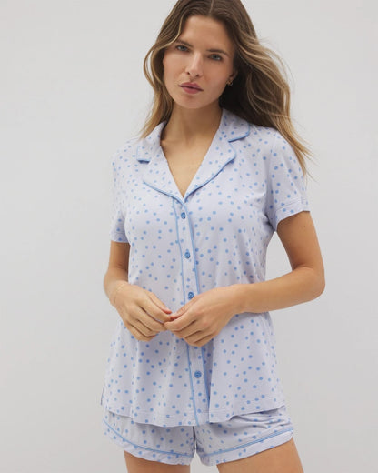 Soma Piped Short Sleeve Notch Collar Pajama Top
