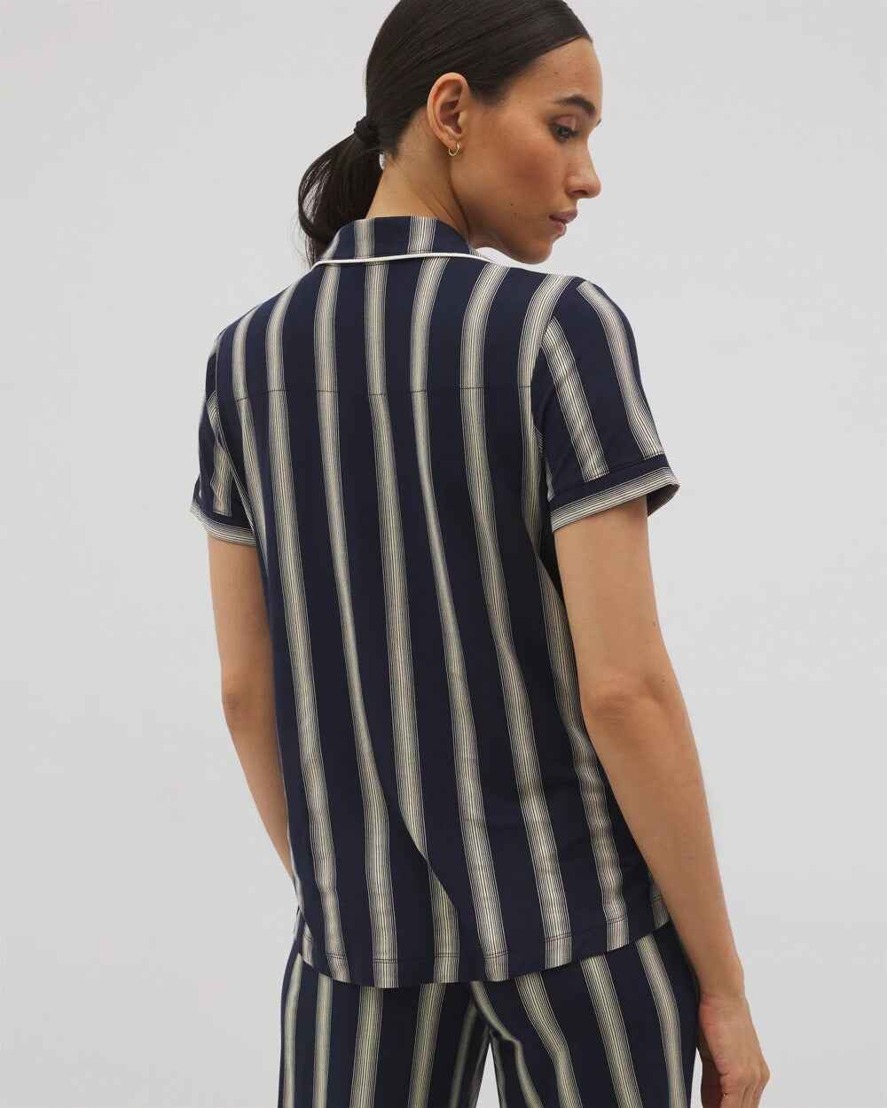 Soma Piped Short Sleeve Notch Collar Pajama Top
