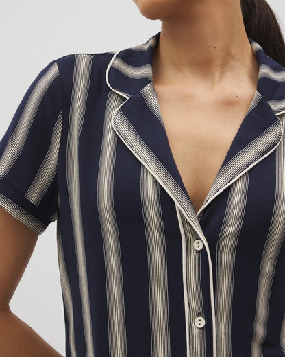 Soma Piped Short Sleeve Notch Collar Pajama Top