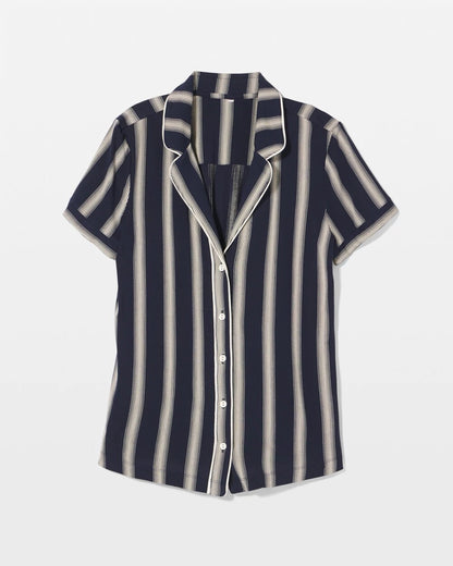 Soma Piped Short Sleeve Notch Collar Pajama Top