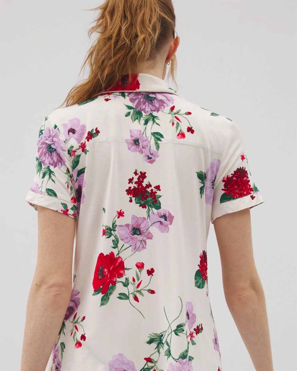 Soma Piped Short Sleeve Notch Collar Pajama Top