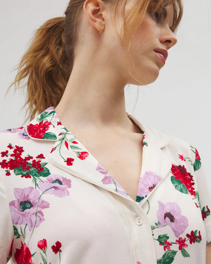 Soma Piped Short Sleeve Notch Collar Pajama Top