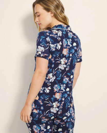 Soma Piped Short Sleeve Notch Collar Pajama Top