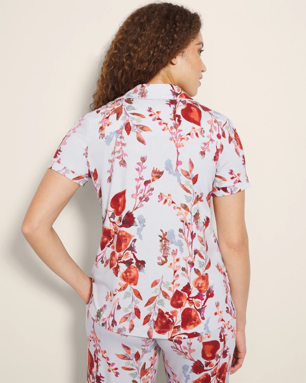Soma Piped Short Sleeve Notch Collar Pajama Top