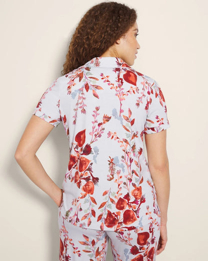 Soma Piped Short Sleeve Notch Collar Pajama Top