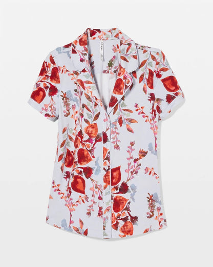 Soma Piped Short Sleeve Notch Collar Pajama Top