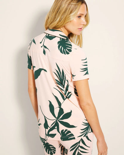 Soma Piped Short Sleeve Notch Collar Pajama Top