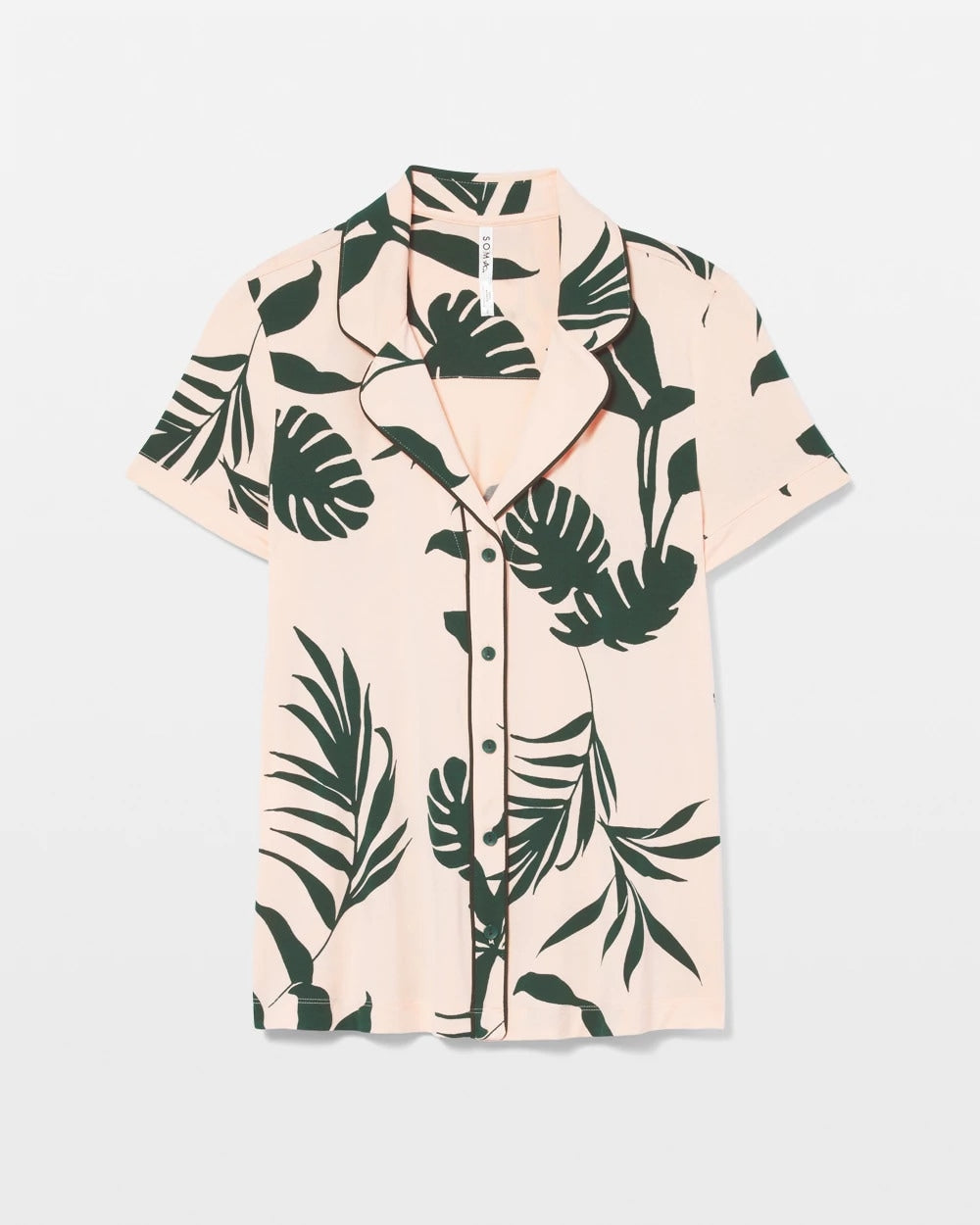 Soma Piped Short Sleeve Notch Collar Pajama Top