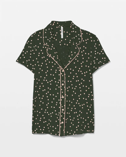 Soma Piped Short Sleeve Notch Collar Pajama Top