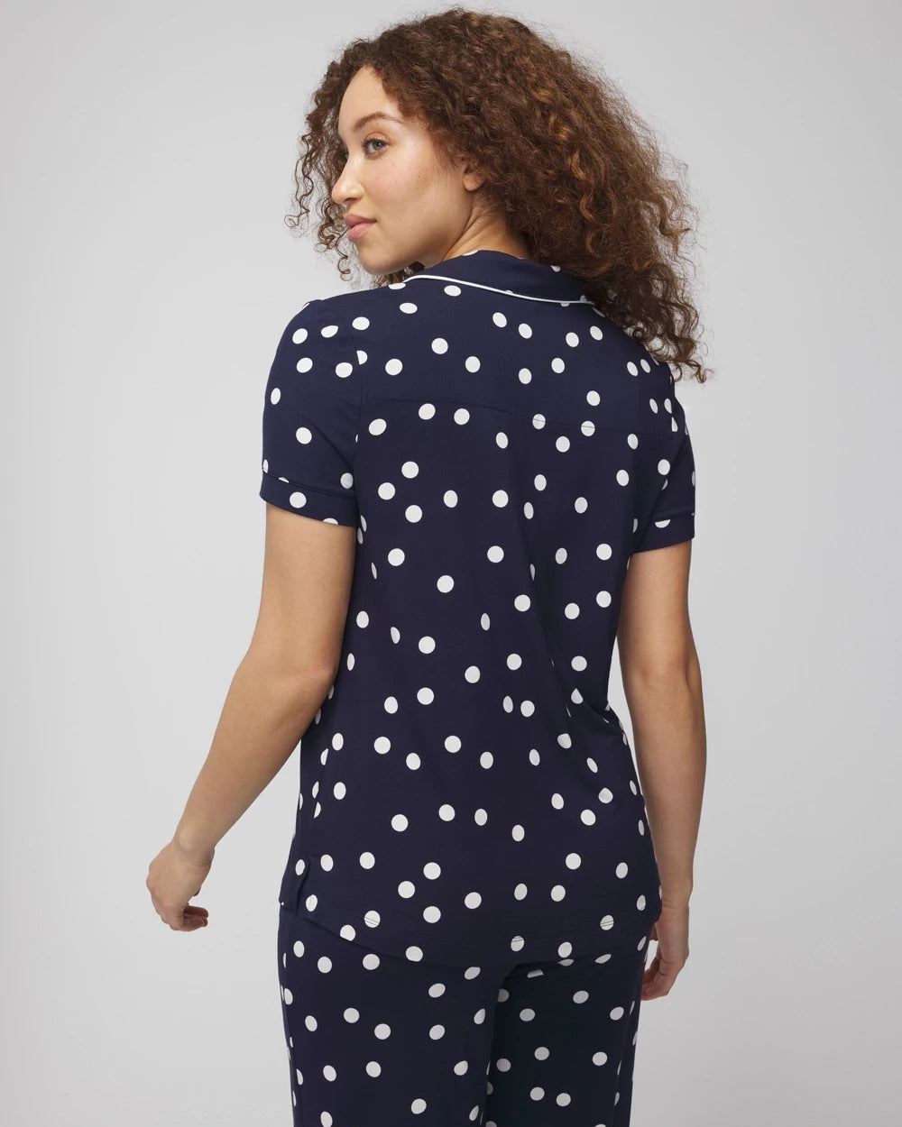 Soma Piped Short Sleeve Notch Collar Pajama Top