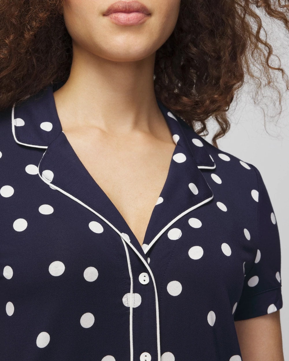 Soma Piped Short Sleeve Notch Collar Pajama Top