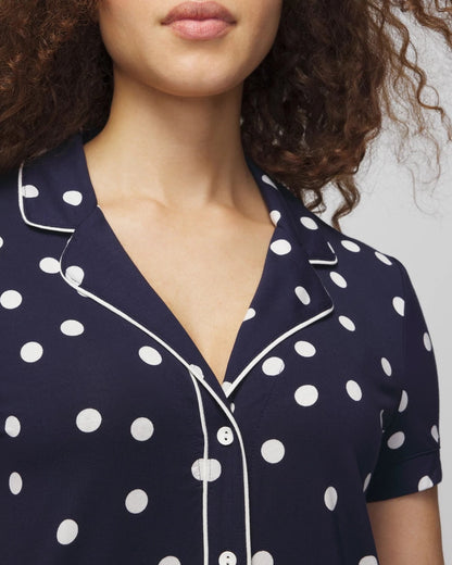 Soma Piped Short Sleeve Notch Collar Pajama Top