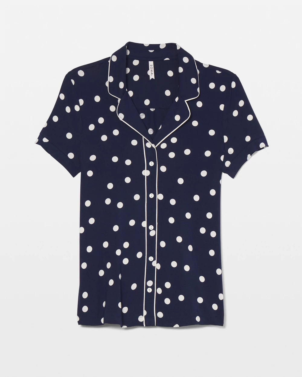 Soma Piped Short Sleeve Notch Collar Pajama Top