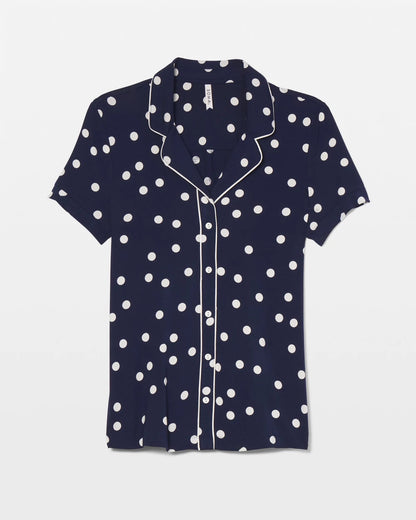 Soma Piped Short Sleeve Notch Collar Pajama Top