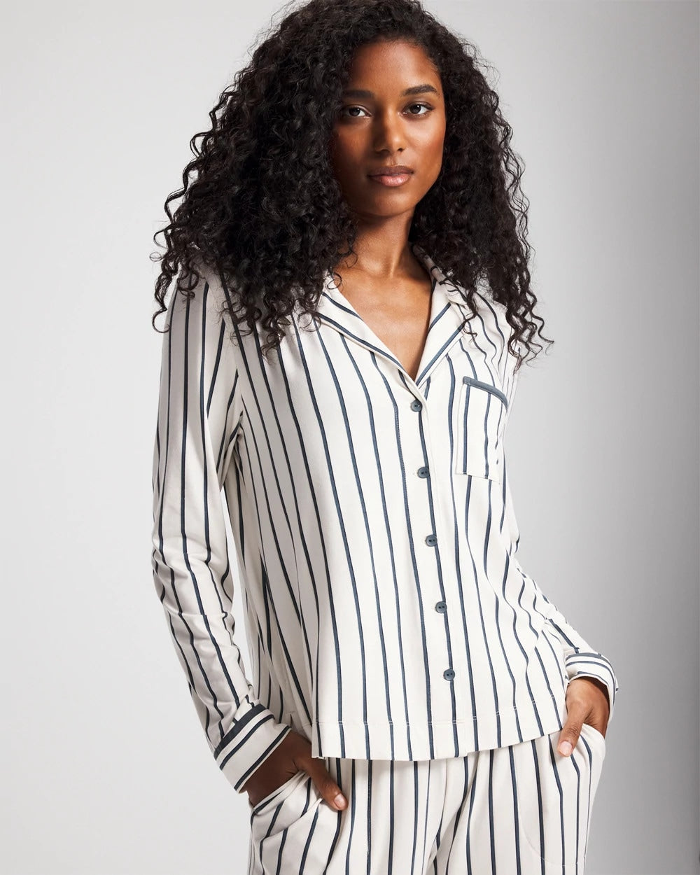 Soma Long-Sleeve Notch Collar Pajama Top