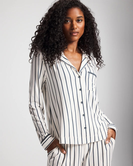 Soma Long-Sleeve Notch Collar Pajama Top
