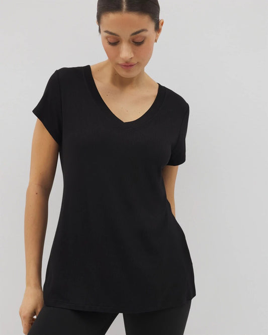 Soma Rib Knit V-Neck Tee