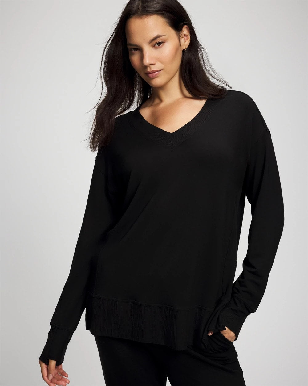 Soma Ultrasoft Fleece V-Neck Sweatshirt
