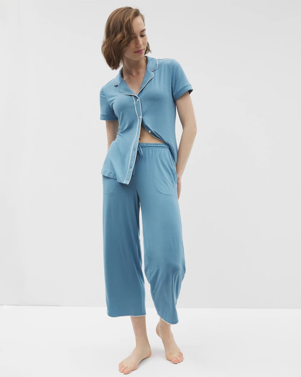 Soma Solid Piped Crop Pajama Pant