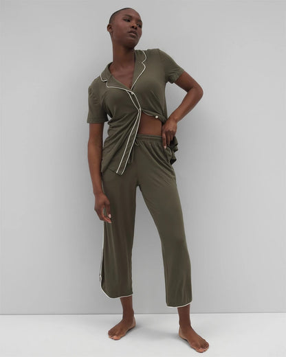 Soma Solid Piped Crop Pajama Pant