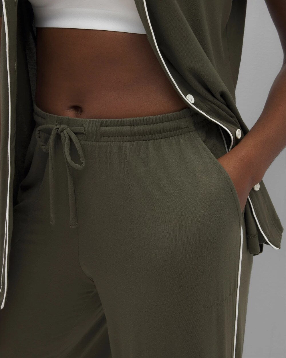 Soma Solid Piped Crop Pajama Pant