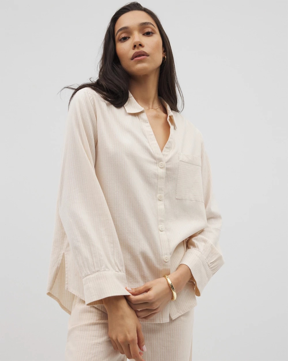 Soma Beach Cotton Long Sleeve Button-Up