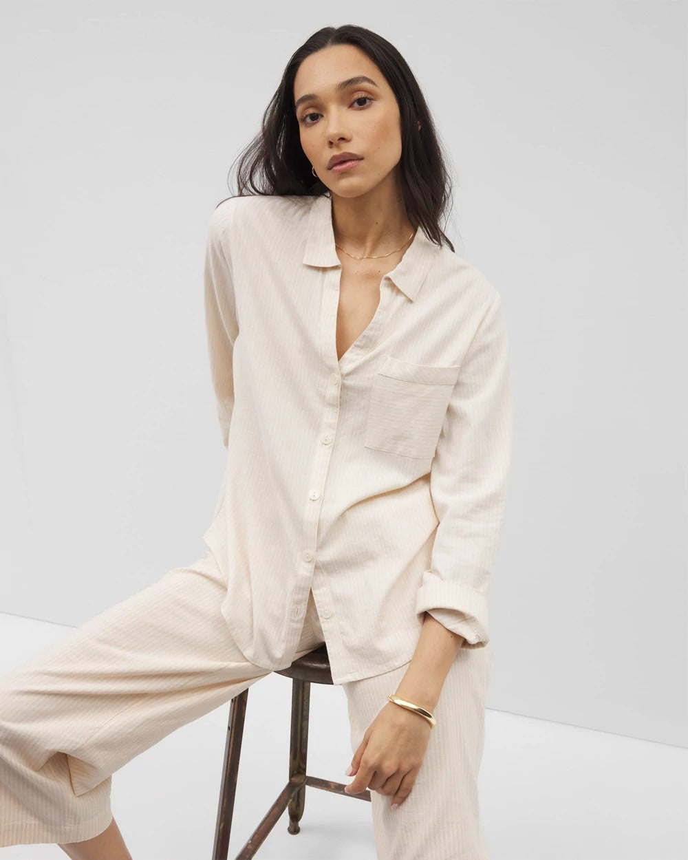 Soma Beach Cotton Long Sleeve Button-Up