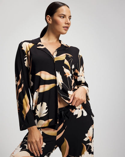 Soma Long-Sleeve Notch Collar Pajama Top