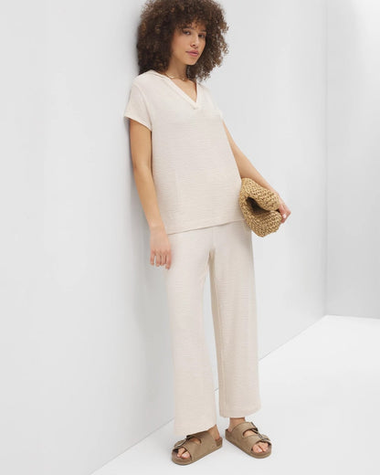Soma Crinkle Knit Short Sleeve V-Neck Hoodie