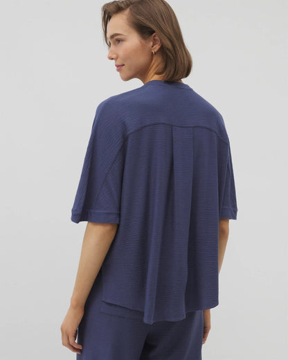 Soma Crinkle Knit Relaxed Button-Up Top