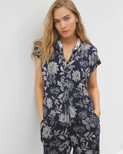 Soma Mandarin Collar Short Sleeve Pajama Top