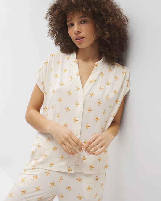 Soma Mandarin Collar Short Sleeve Pajama Top
