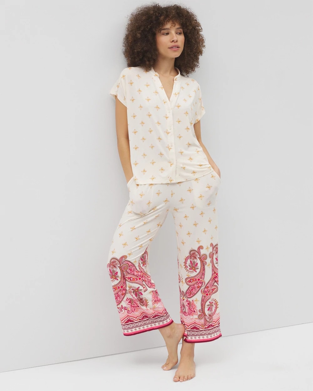 Soma Mandarin Collar Short Sleeve Pajama Top