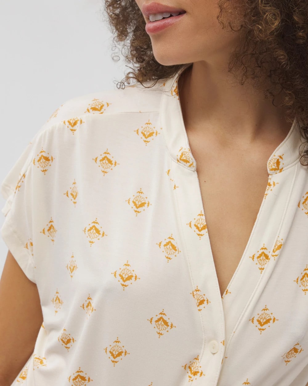Soma Mandarin Collar Short Sleeve Pajama Top