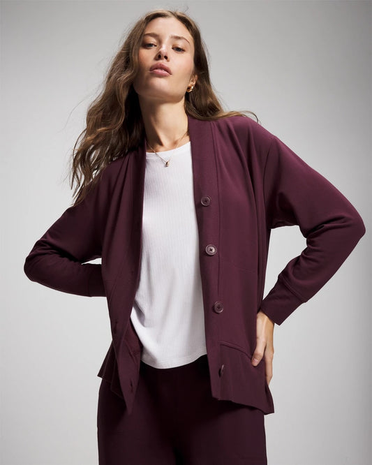 Soma Ultrasoft Fleece Relaxed Button Up Cardigan
