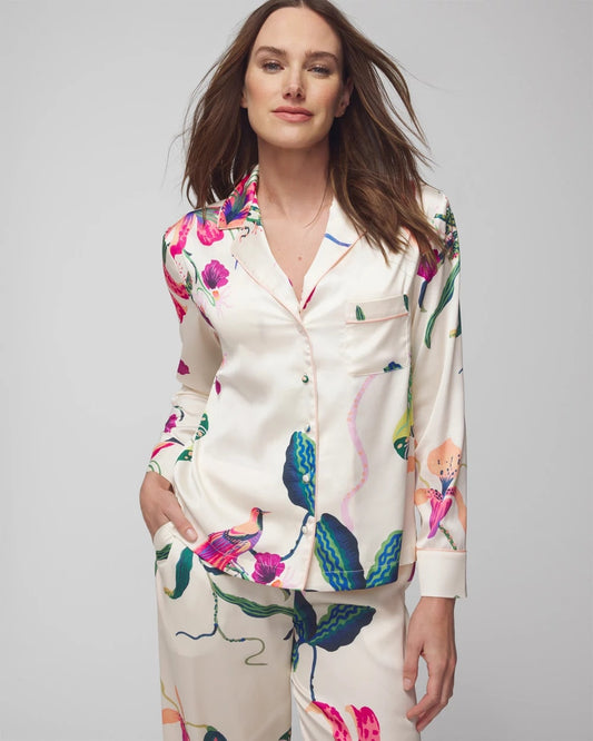Soma Long-Sleeve Notch Collar Pajama Top